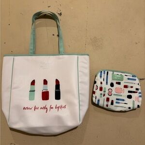 Clinique X Kate Spade Tote Bag and Cosmetic Pouch Set NWT